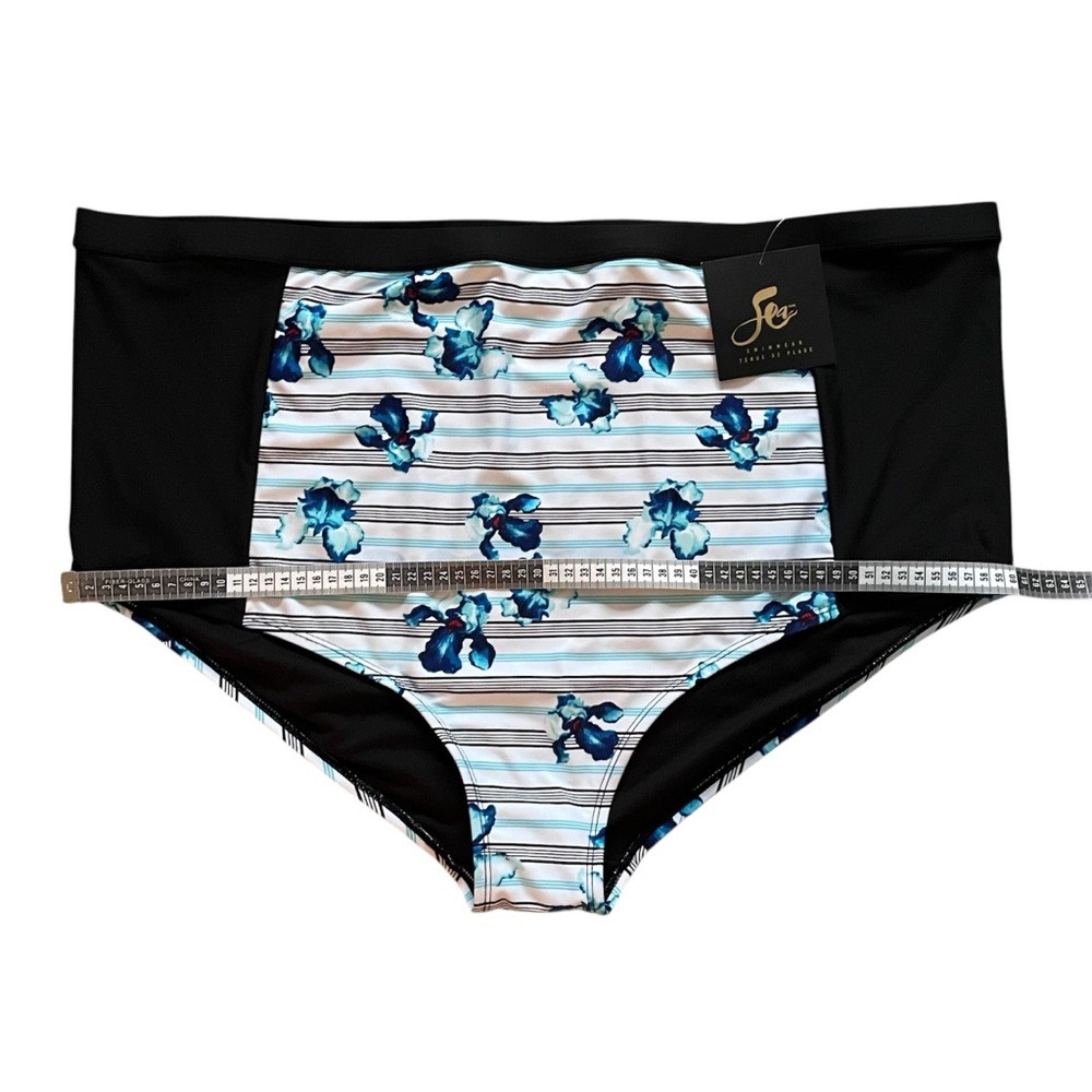 Sea Swimwear Bikini Bottom Floral Striped Swimming Summer Plus Size 4X - Picture 4 of 13